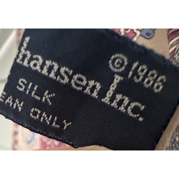 VTG Ginnie Johansen 1986 Scarf Silk Floral Bias Cut Pointed 46"‎ x 7" - Picture 4 of 5